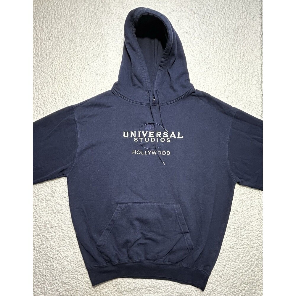 Universal Studios Hollywood Hoodie Sweatshirt Size L Navy Blue Embroidered Logo